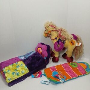 Groovy Girl Doll Furniture Plush Bed NWT, Sleeping Bag NWT Calypso Horse Used